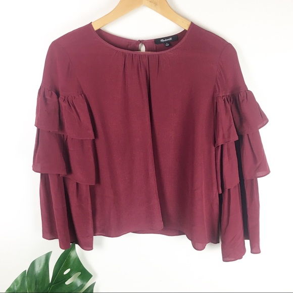 Madewell Tops - Madewell | Silk ruffle sleeve Blouse